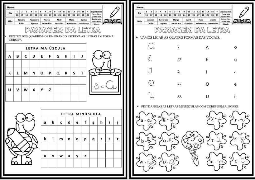 Passagem Letra Bastão para a Letra Cursiva Para 2° Ano Atividades de passagem para letra cursiva 1