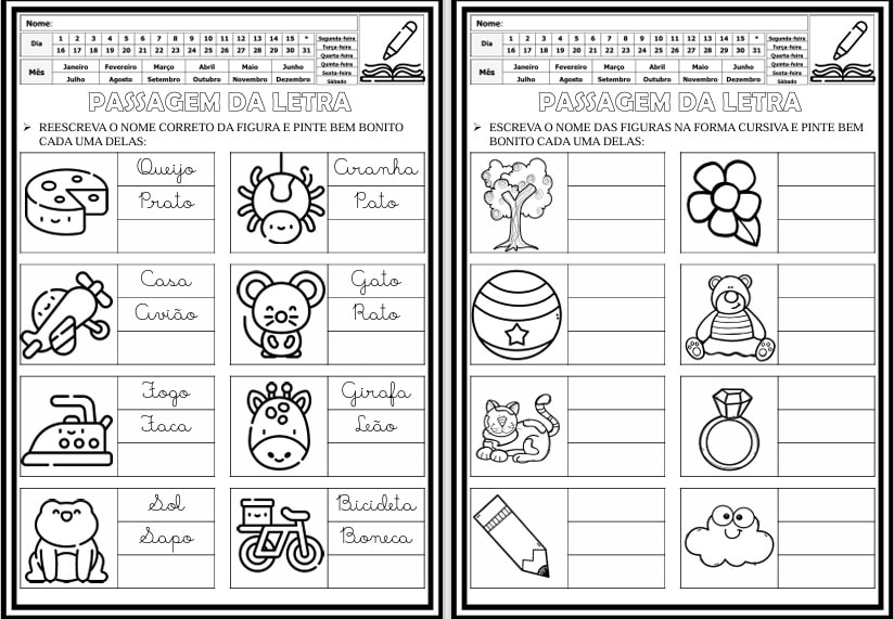 Passagem Letra Bastão para a Letra Cursiva Para 2° Ano Atividades de passagem para letra cursiva 3
