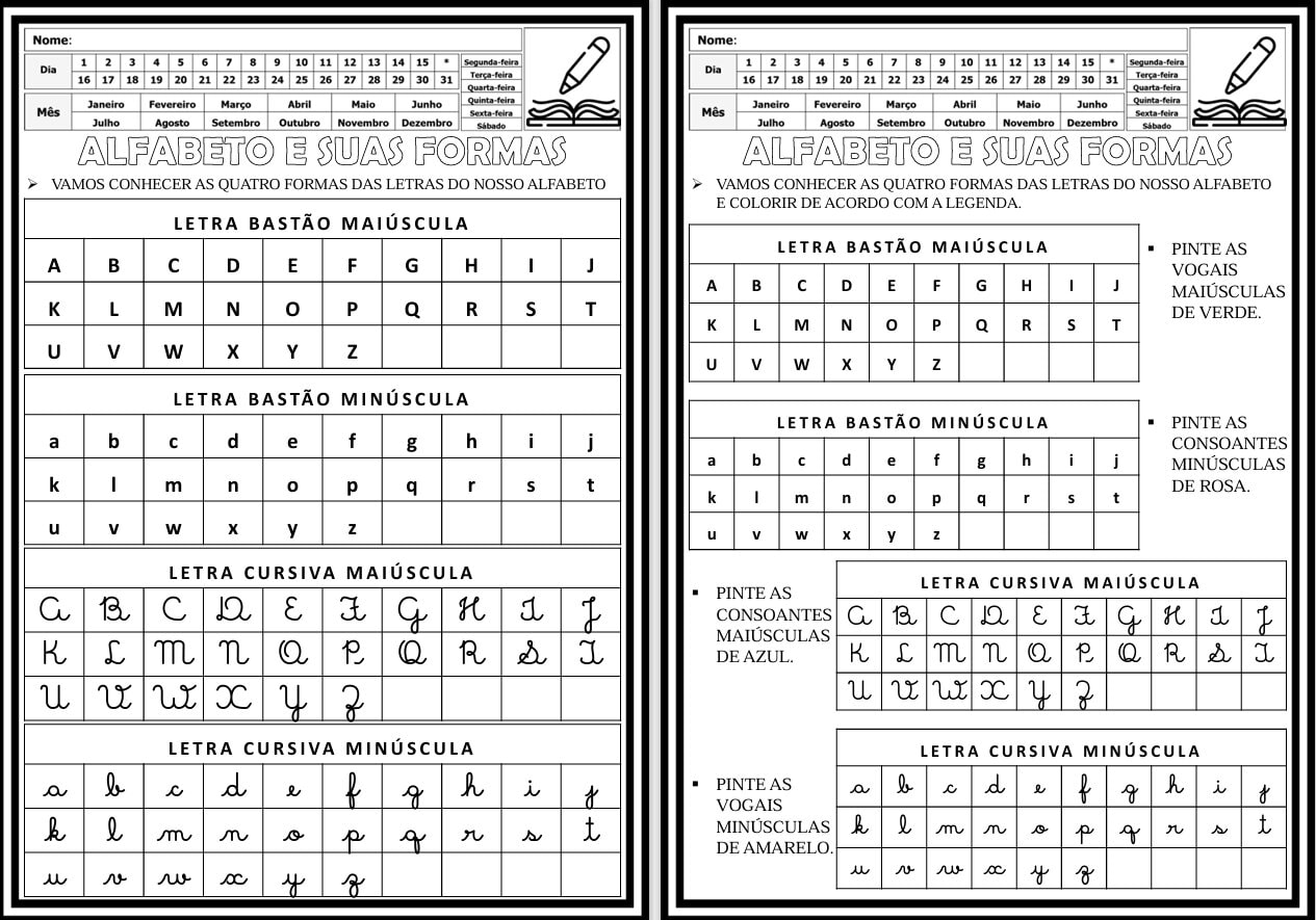 Formas das letras do alfabeto 1