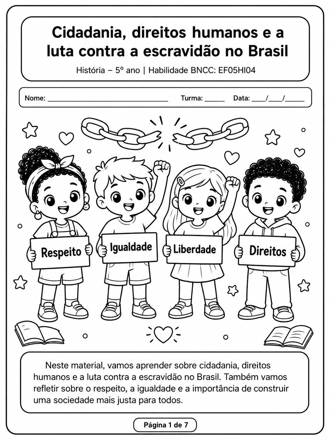 Atividade sobre Cidadania e Escravidão no Brasil para 5º ano Cidadania direitoshumanos e a luta contra a escravidao 1