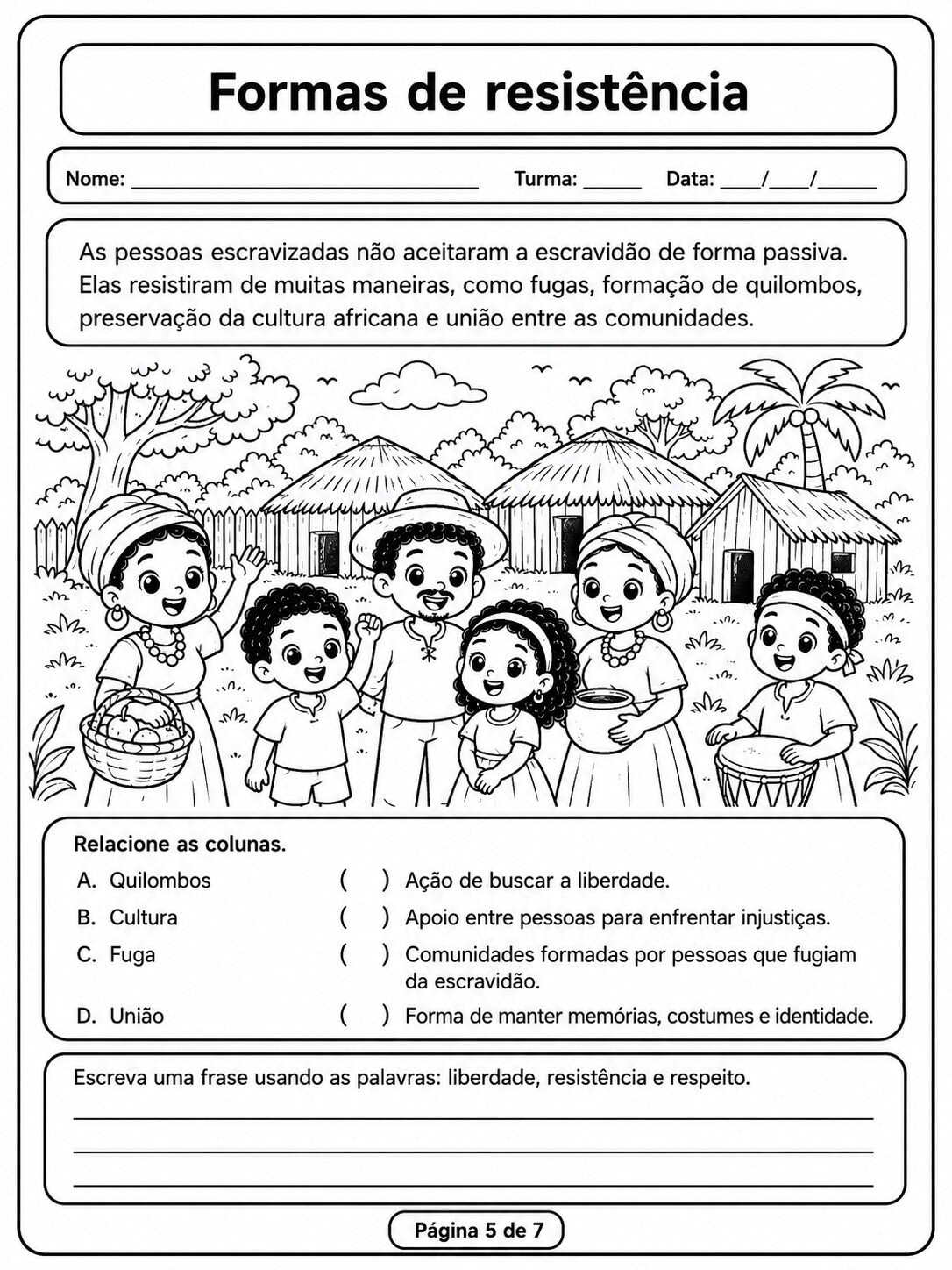 Atividade sobre Cidadania e Escravidão no Brasil para 5º ano Cidadania direitoshumanos e a luta contra a escravidao 5