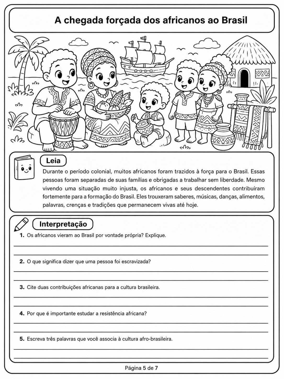 Atividade sobre os Primeiros Habitantes do Brasil para 5º Ano Primeiros Habitantes 5