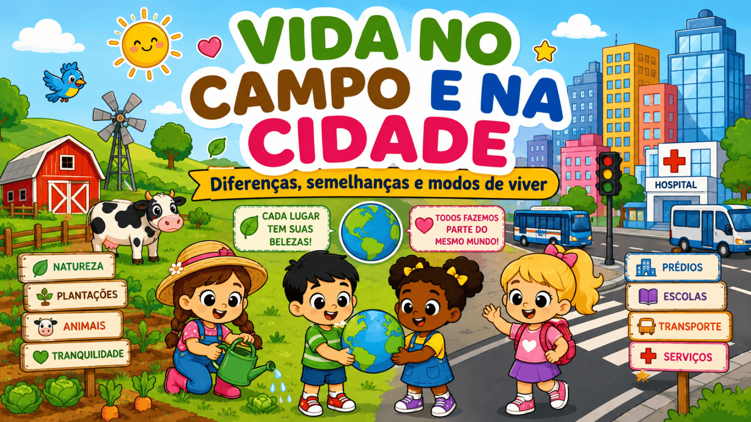 Atividades sobre a vida no campo e na cidade para 3º ano campo e cidade