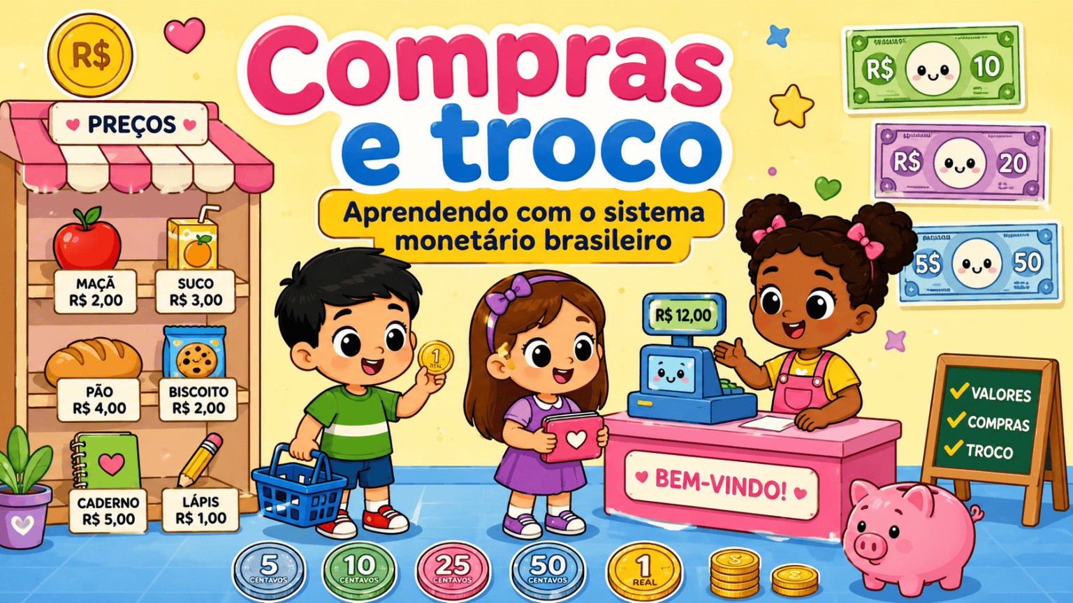 Atividade de Compras e Troco para 3º ano capa compras e troco