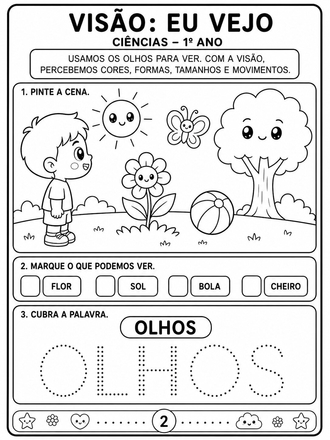Atividades Cinco Sentidos 1° ano cinco sentidos 2