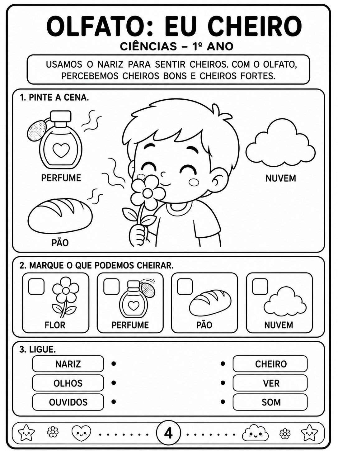 Atividades Cinco Sentidos 1° ano cinco sentidos 4