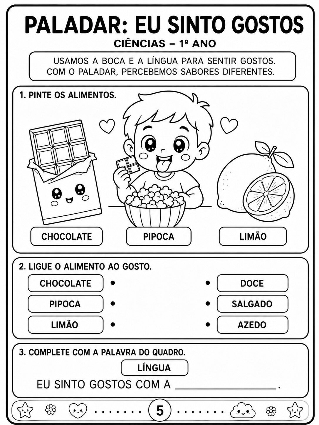 Atividades Cinco Sentidos 1° ano cinco sentidos 5