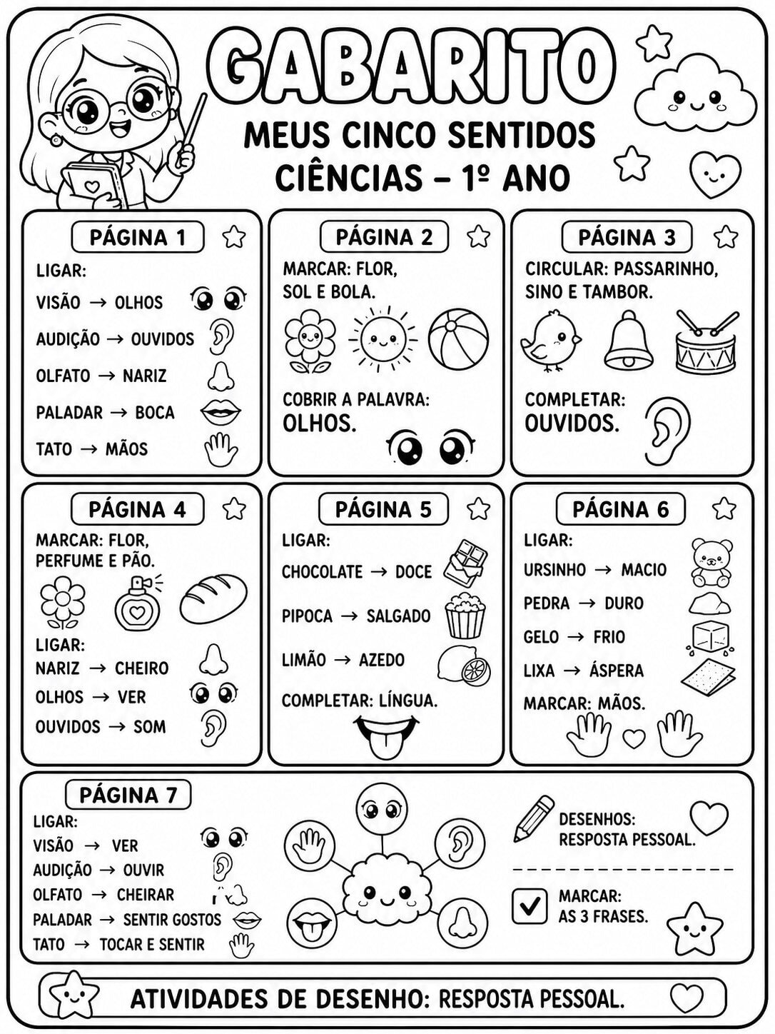 Atividades Cinco Sentidos 1° ano cinco sentidos 8