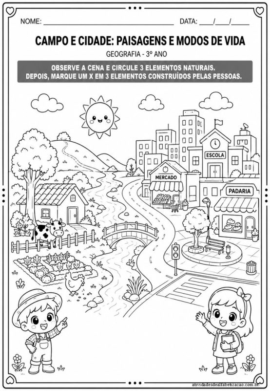 Atividade de Geografia 3º ano Campo e Cidade para imprimir – Atividades ...