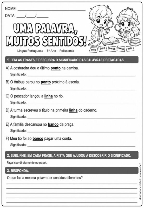 Atividade de Polissemia para o 5o Ano 1