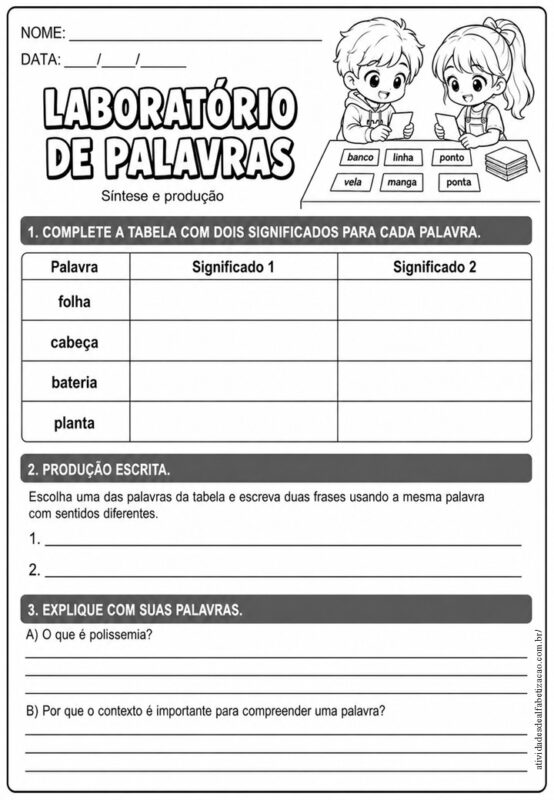 Atividade de Polissemia para o 5o Ano 6