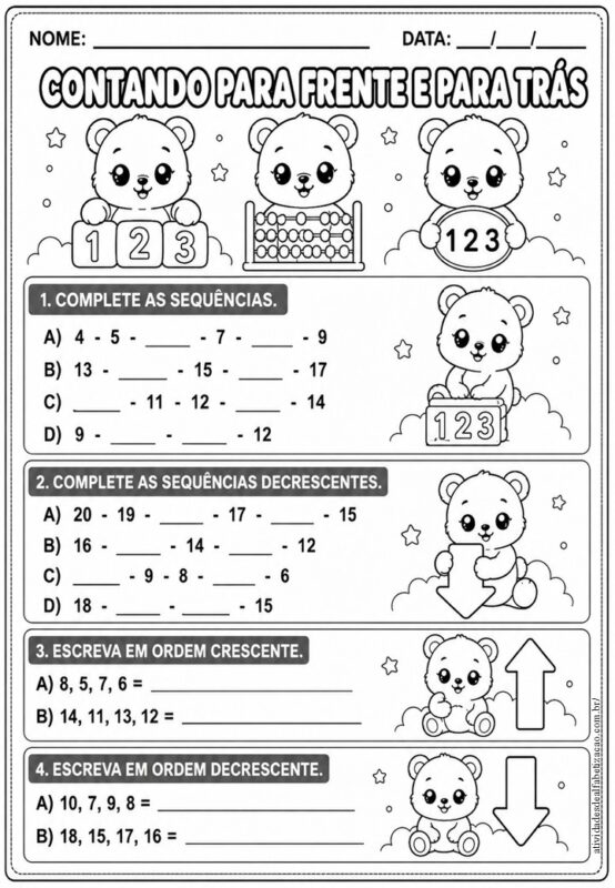 Atividade de Numeros Naturais para o 1o Ano com Gabarito Gratis 2