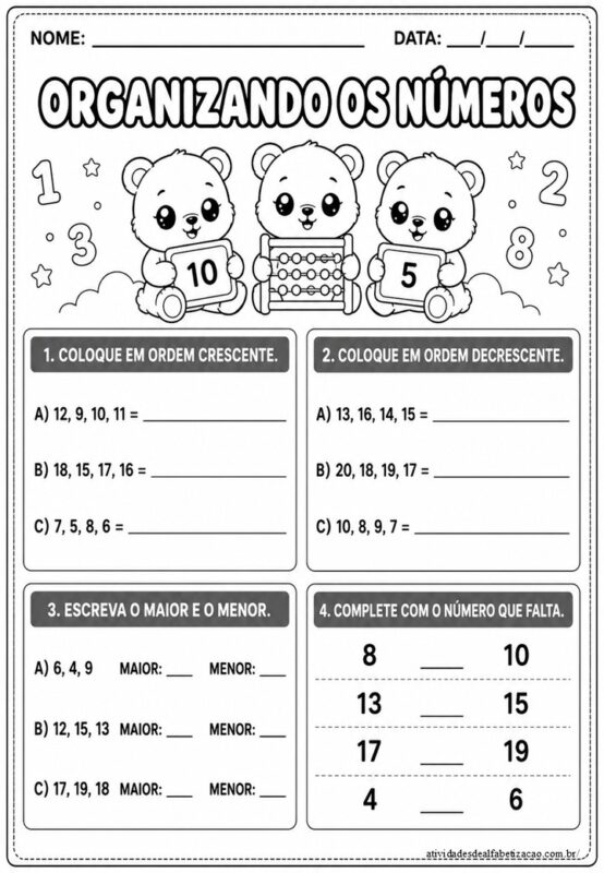 Atividade de Numeros Naturais para o 1o Ano com Gabarito Gratis 5