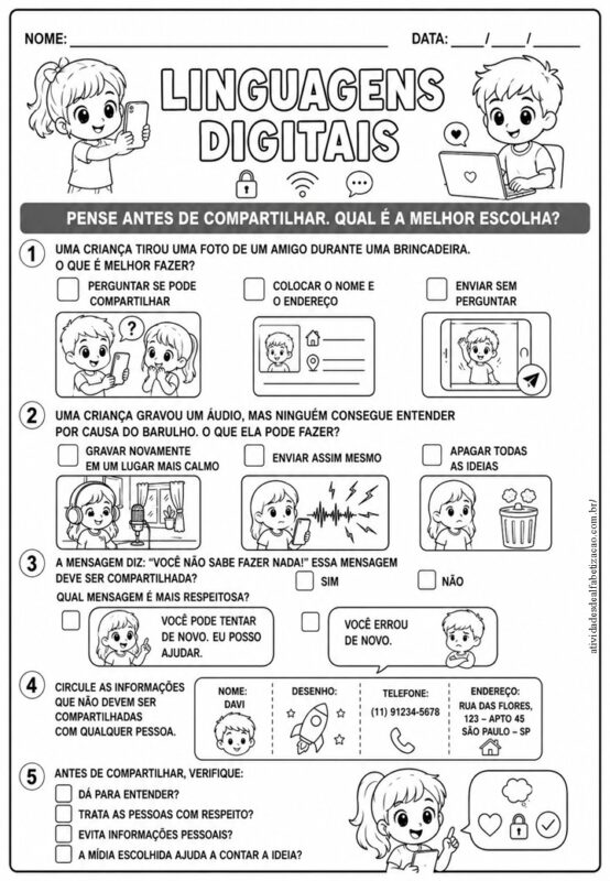 Atividade sobre Letramento Digital 1o Ano para imprimir 6