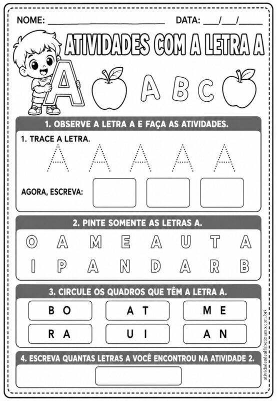 Atividades com a letra A 1° ano 1