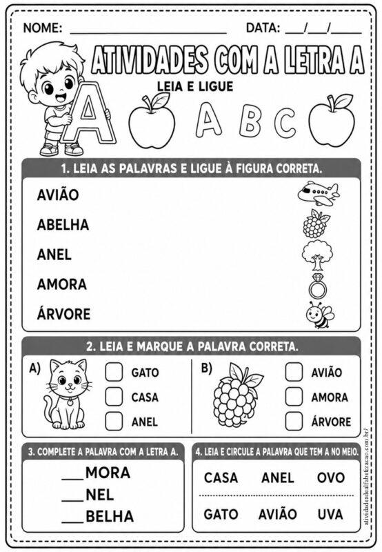 Atividades com a letra A 1° ano 4