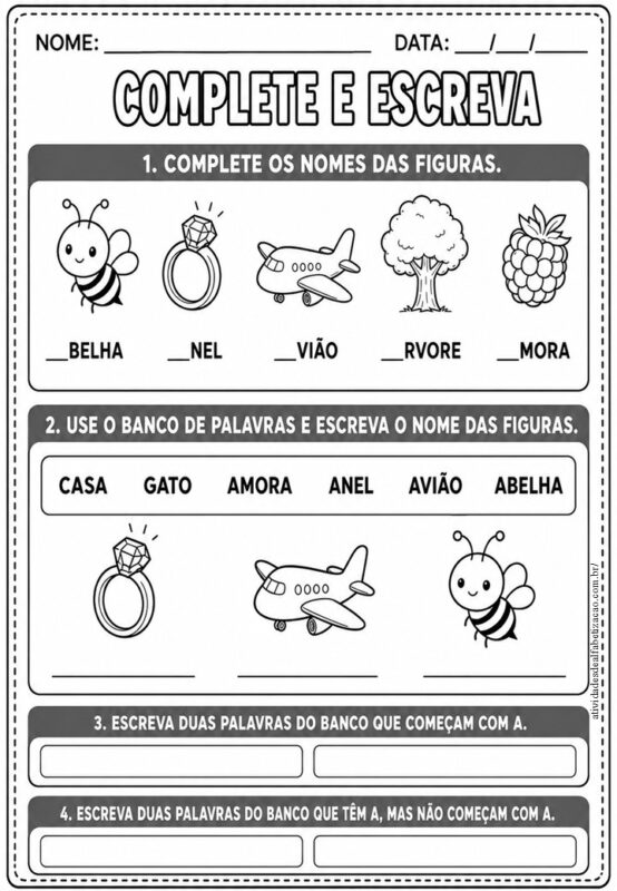 Atividades com a letra A 1° ano 5