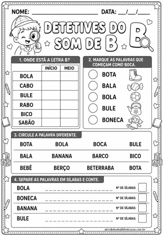 Atividades com a letra B 1° ano 5
