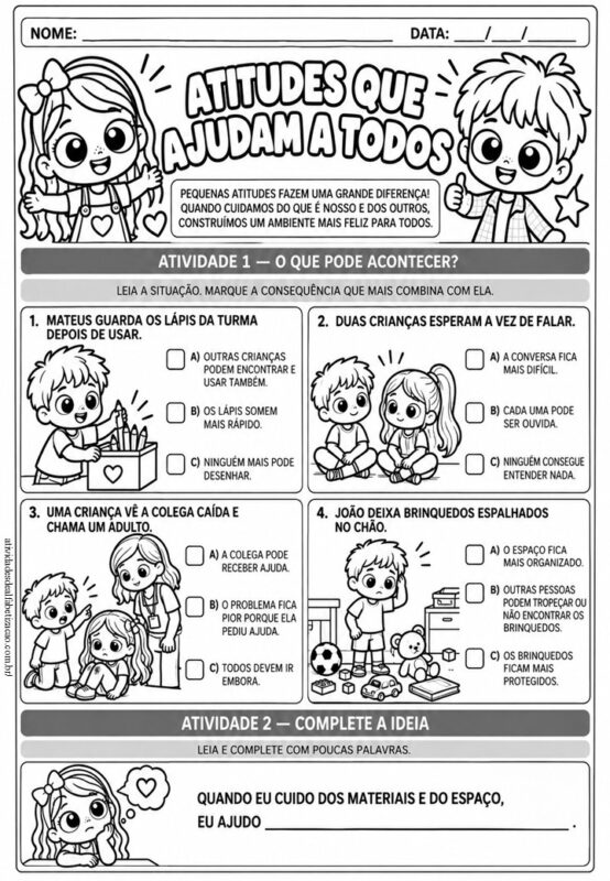 Atividade sobre Direitos e Responsabilidades da Crianca para Imprimir 5