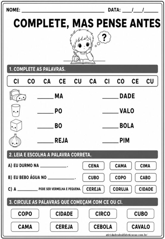 Atividades com a letra C 1° ano 3