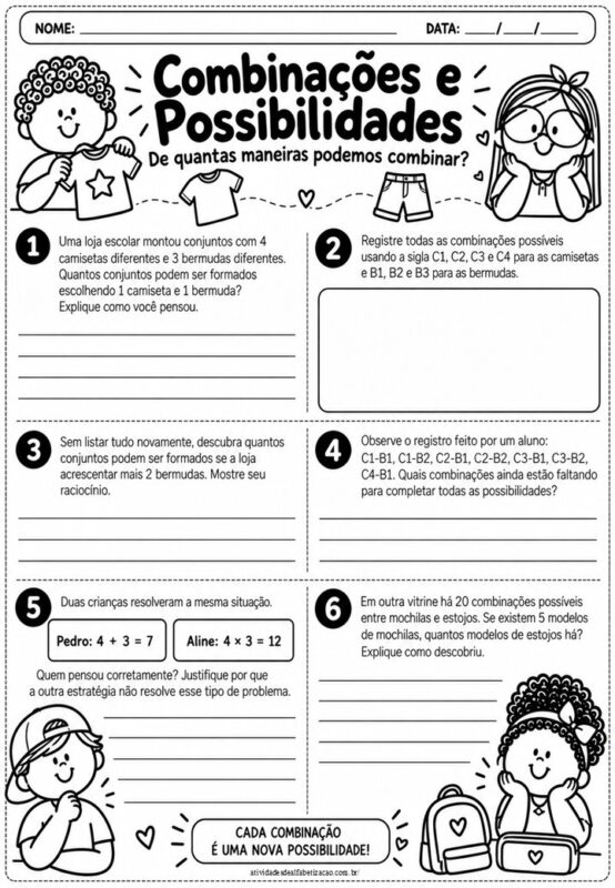 Atividades COMBINACOES E POSSIBILIDADES 5° Ano 1