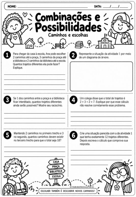 Atividades COMBINACOES E POSSIBILIDADES 5° Ano 3