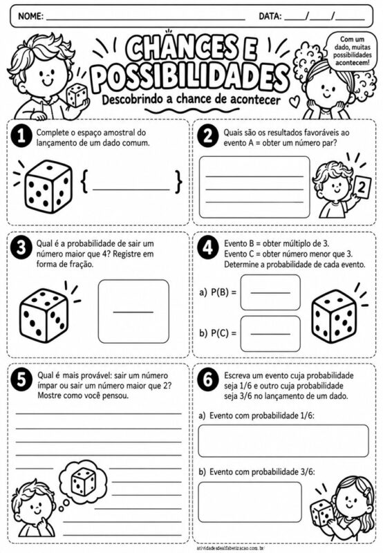 Atividades POSSIBILIDADES E PROBABILIDADES 5° Ano 3
